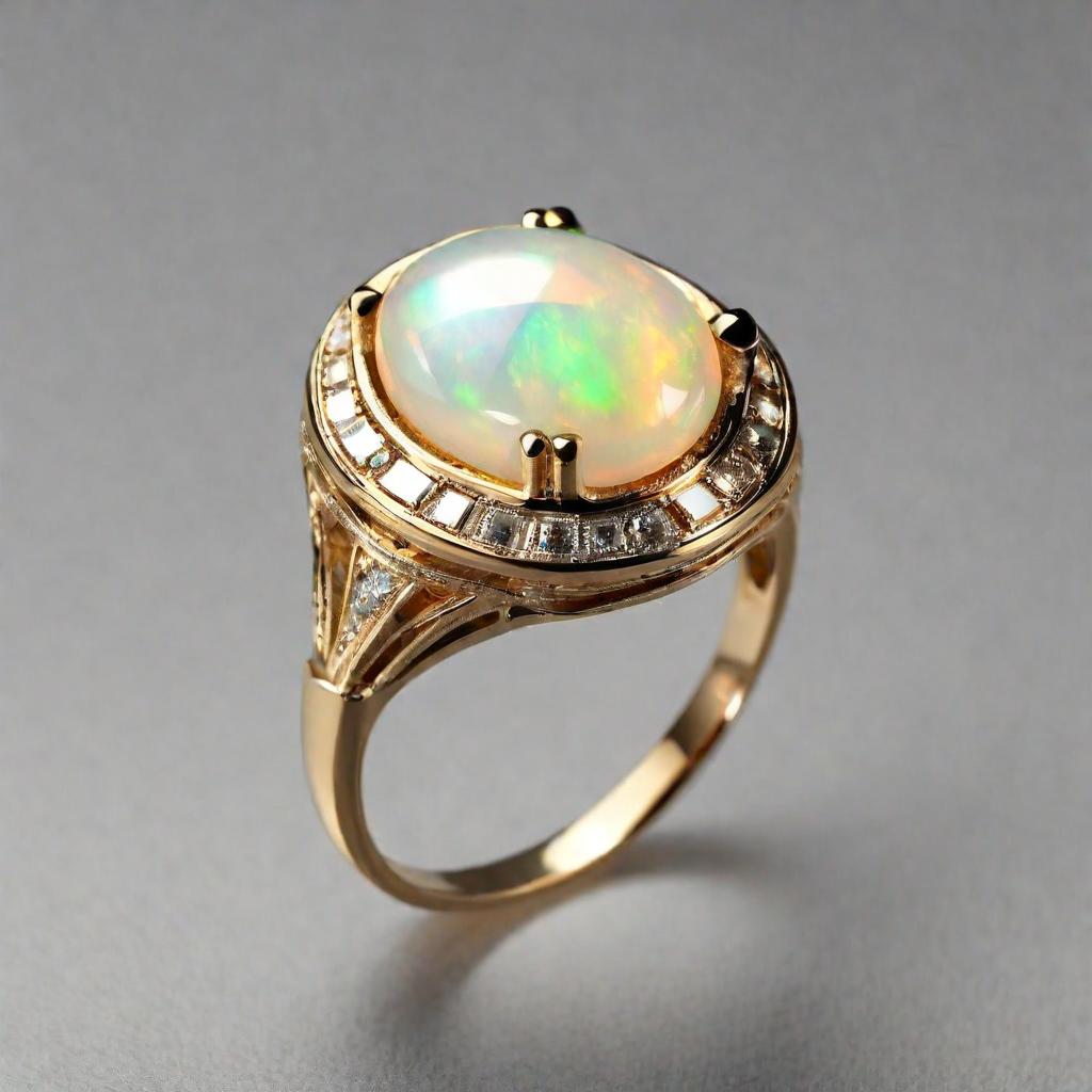 Special KVJ Design Gold Opal Ring