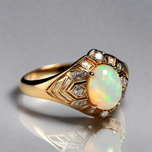 Special KVJ Design Gold Opal Ring