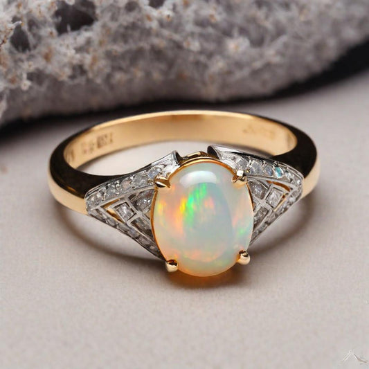 Special KVJ Design Gold Opal Ring