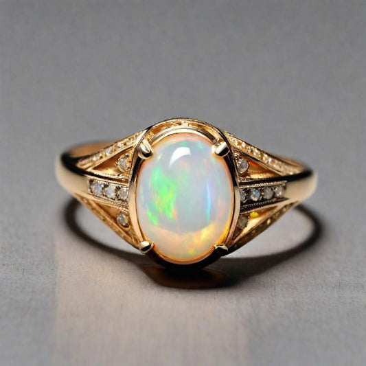 Special KVJ Design Gold Opal Ring