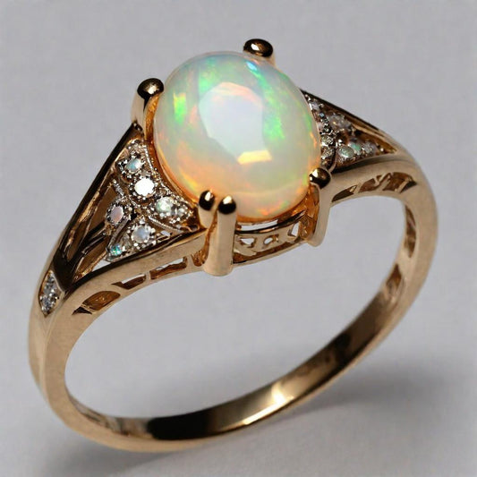 Special KVJ Design Gold Opal Ring