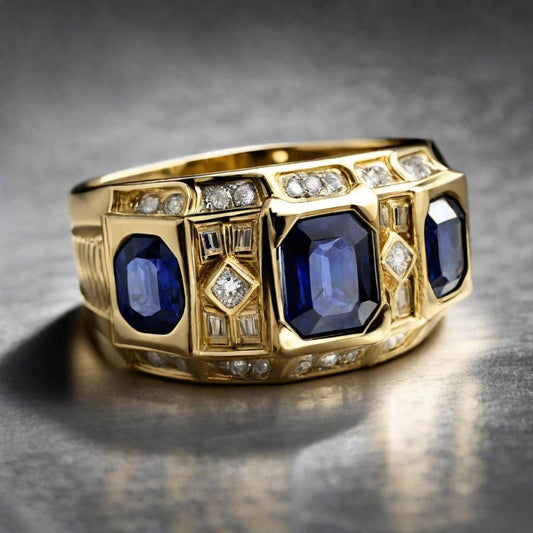 Special KVJ Design Gold Sapphire Ring