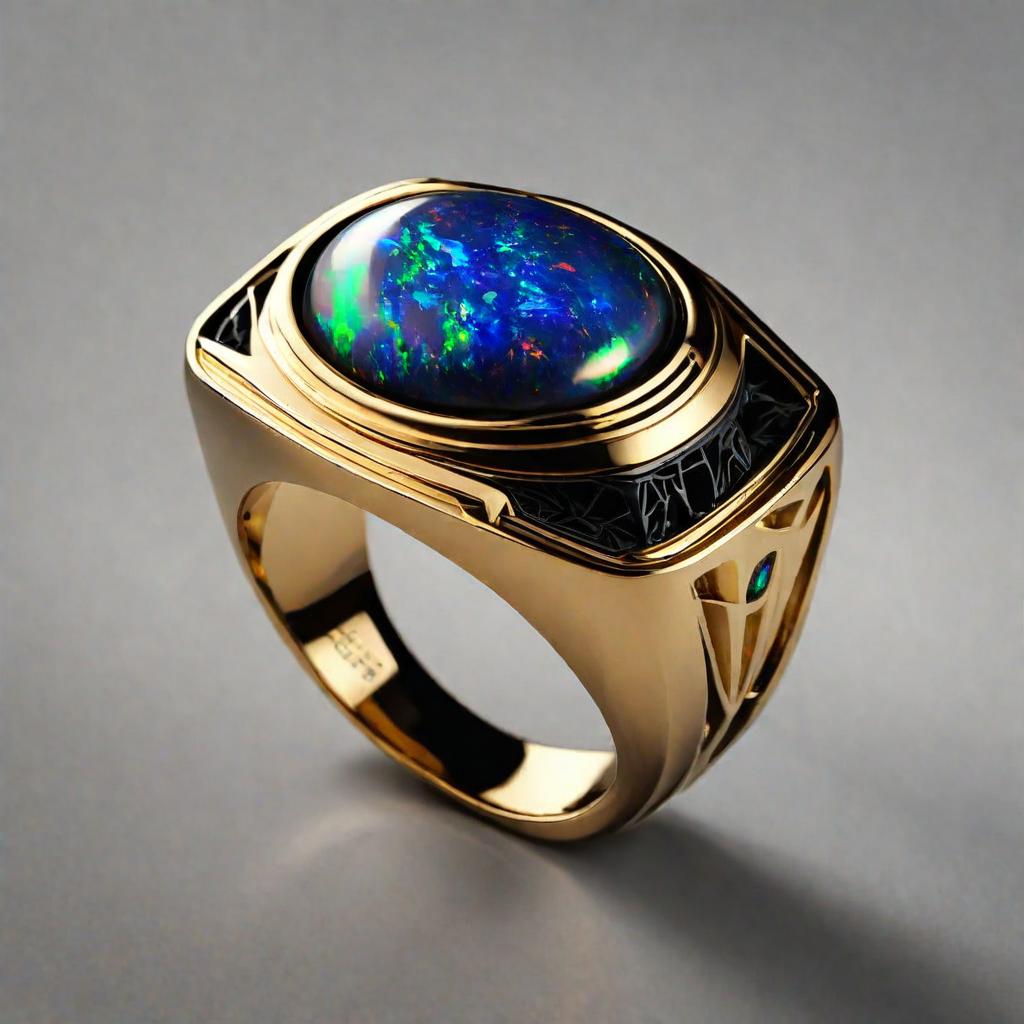 Special KVJ Design Black Opal Ring