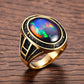 Special KVJ Design Black Opal Golden Ring
