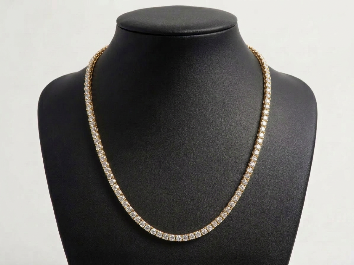 18K 5mm Gold Tennis Chain Necklace with IGI-Certified Diamonds