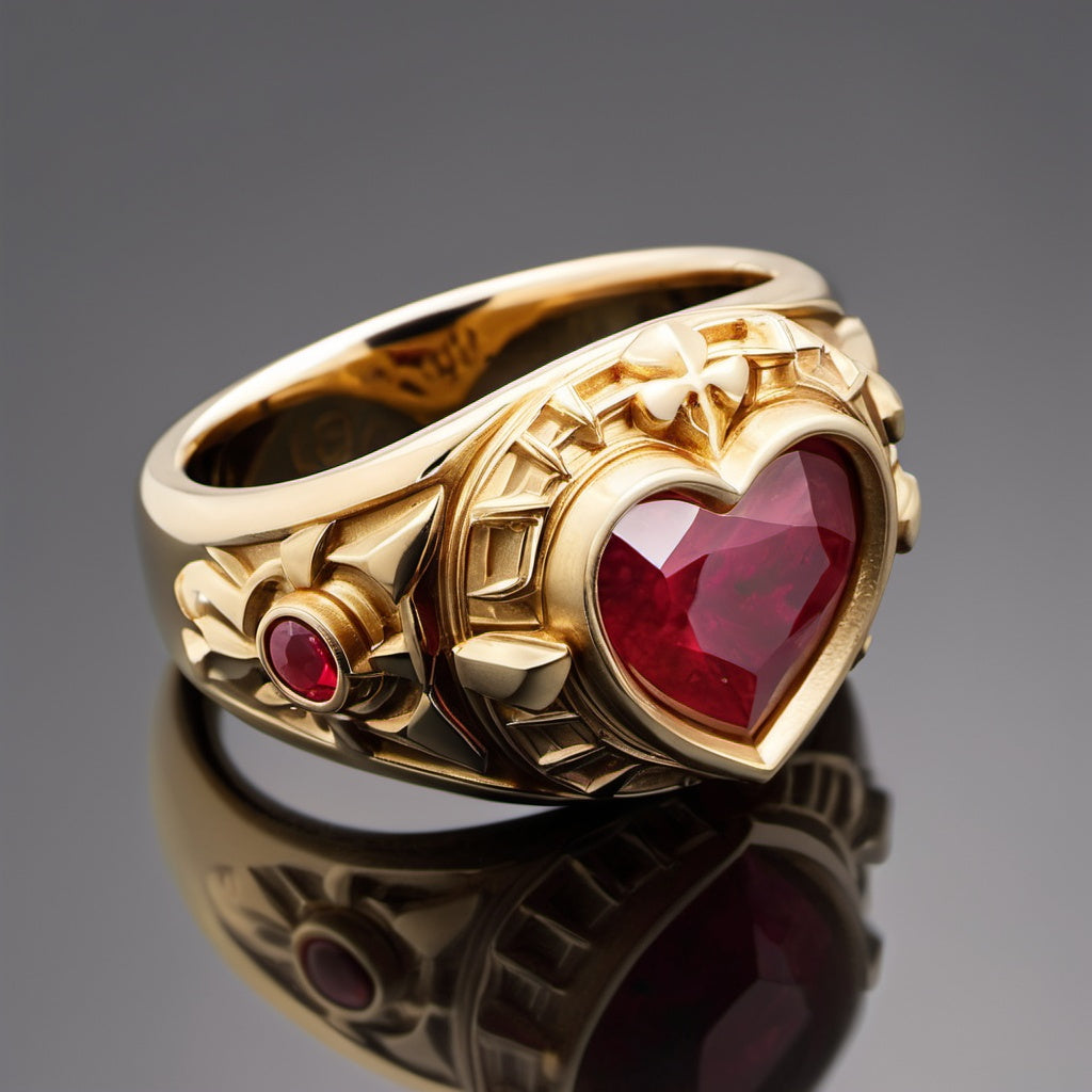 Special KVJ Design Gold Ruby Ring