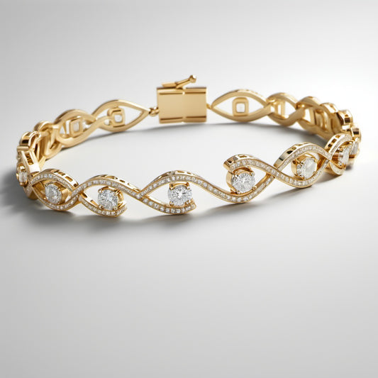 Special KVJ Design Gold Diamond Bracelet