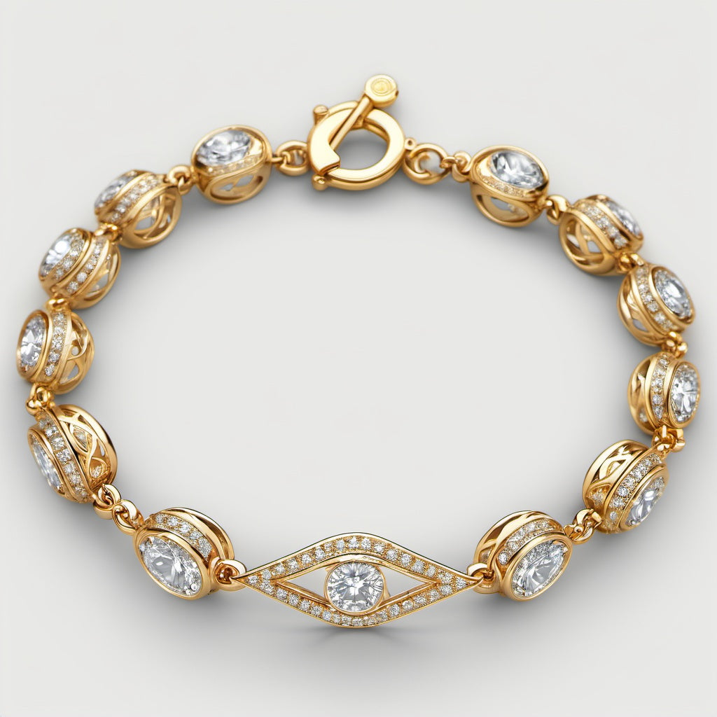 Special KVJ Design Gold Diamond Bracelet