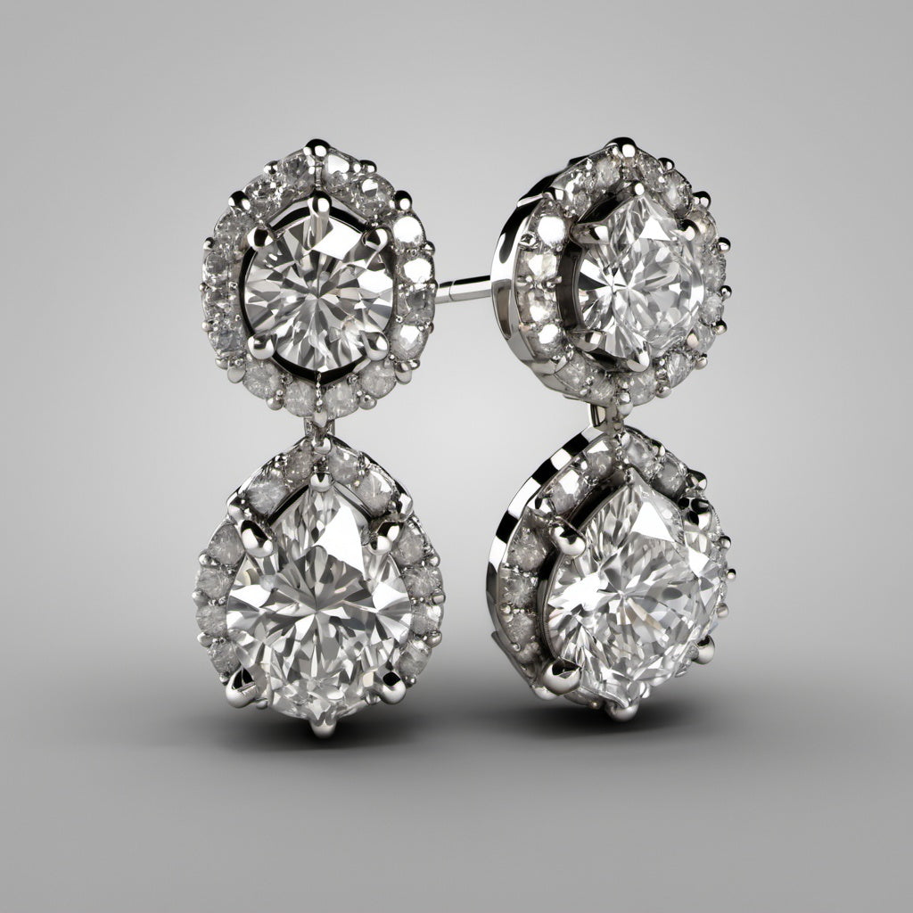 Special KVJ Design Gold Diamond Earrings