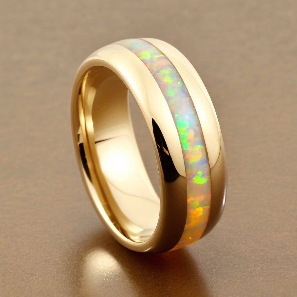 Special KVJ Design Men's Opal Wedding Ring