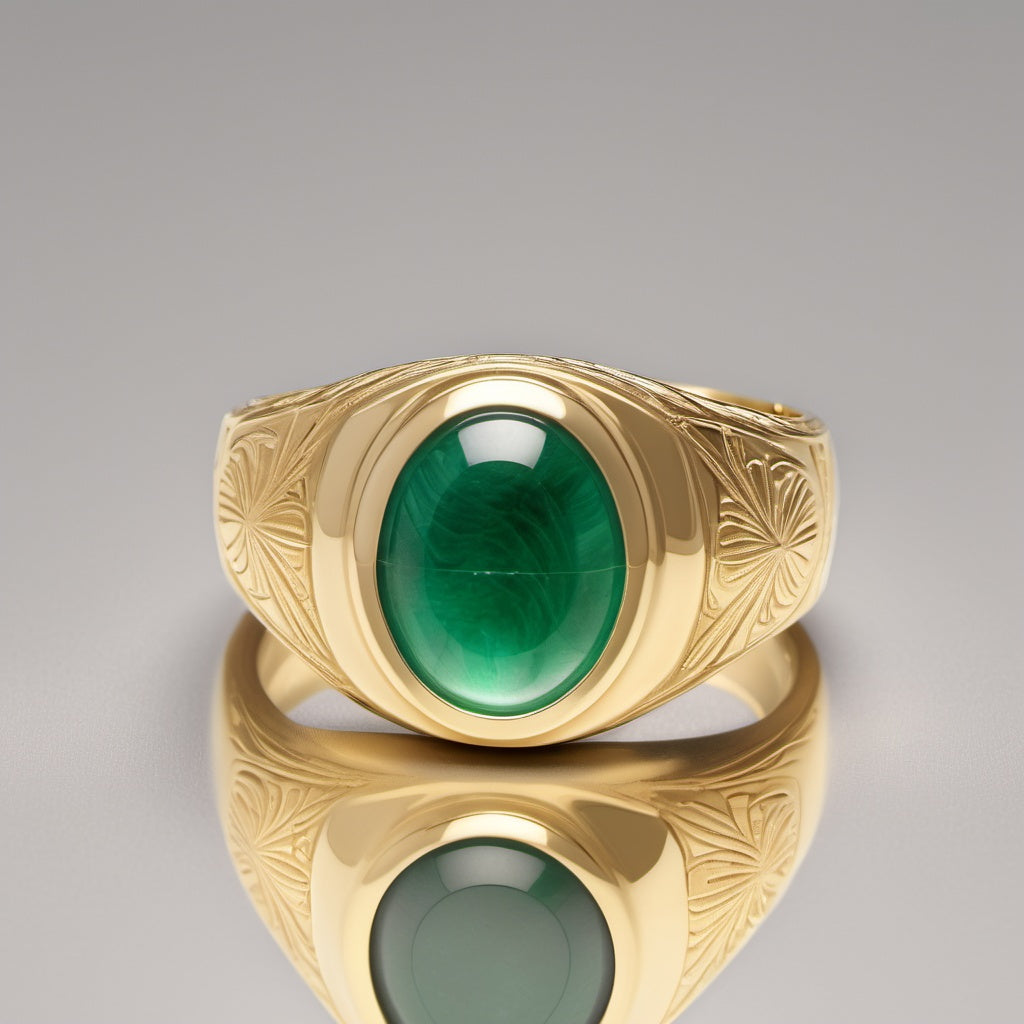 Special KVJ Design Gold Emerald Ring