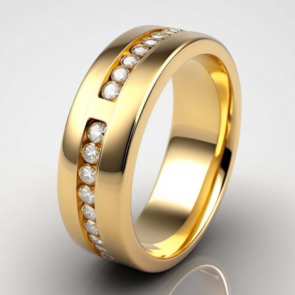 Special KVJ Design Diamond Men's Wedding Band