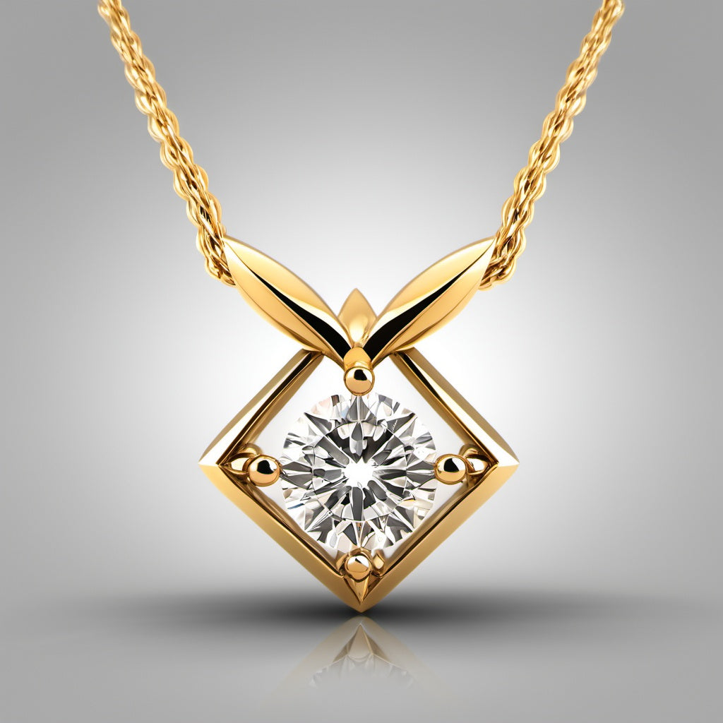 Special KVJ Design Gold Diamond Necklace