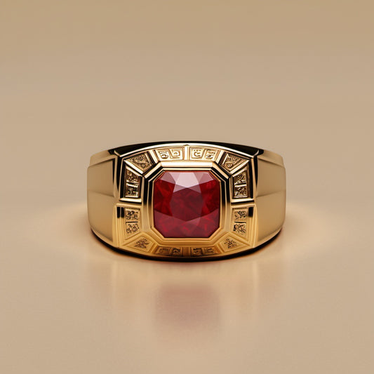 Special KVJ Design Gold Ruby Ring