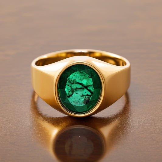 Special KVJ Design Gold Emerald Ring