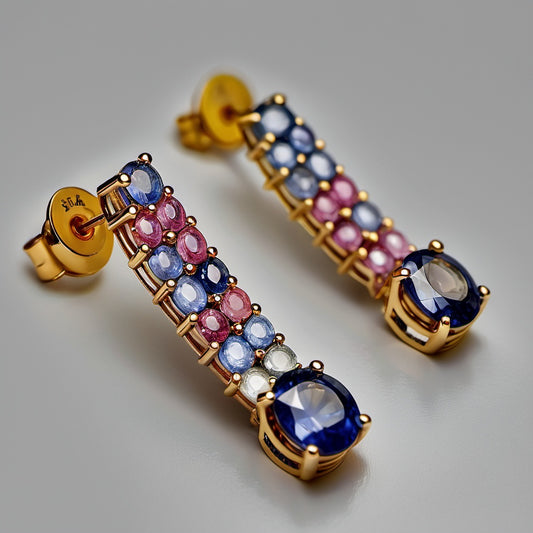 Special KVJ Design Gold Sapphire Earrings