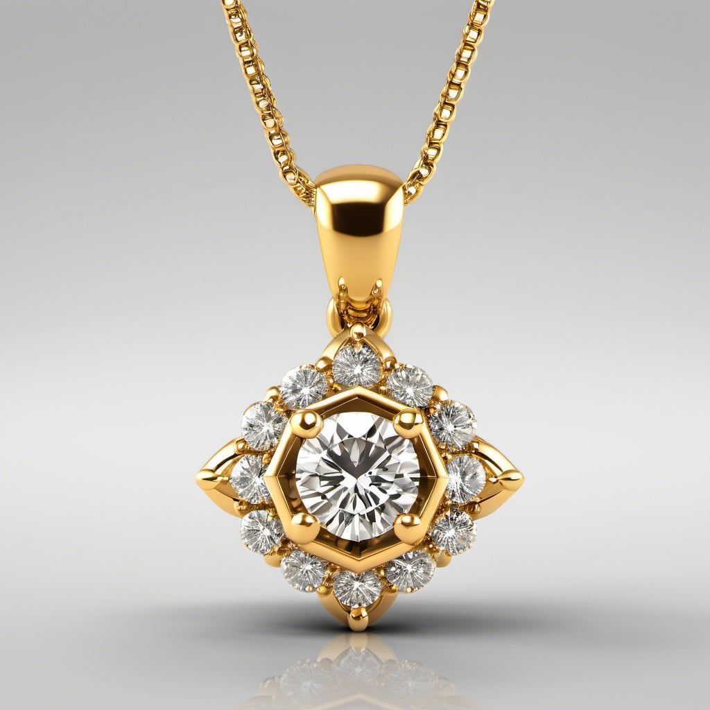 Special KVJ Design Gold Diamond Necklace