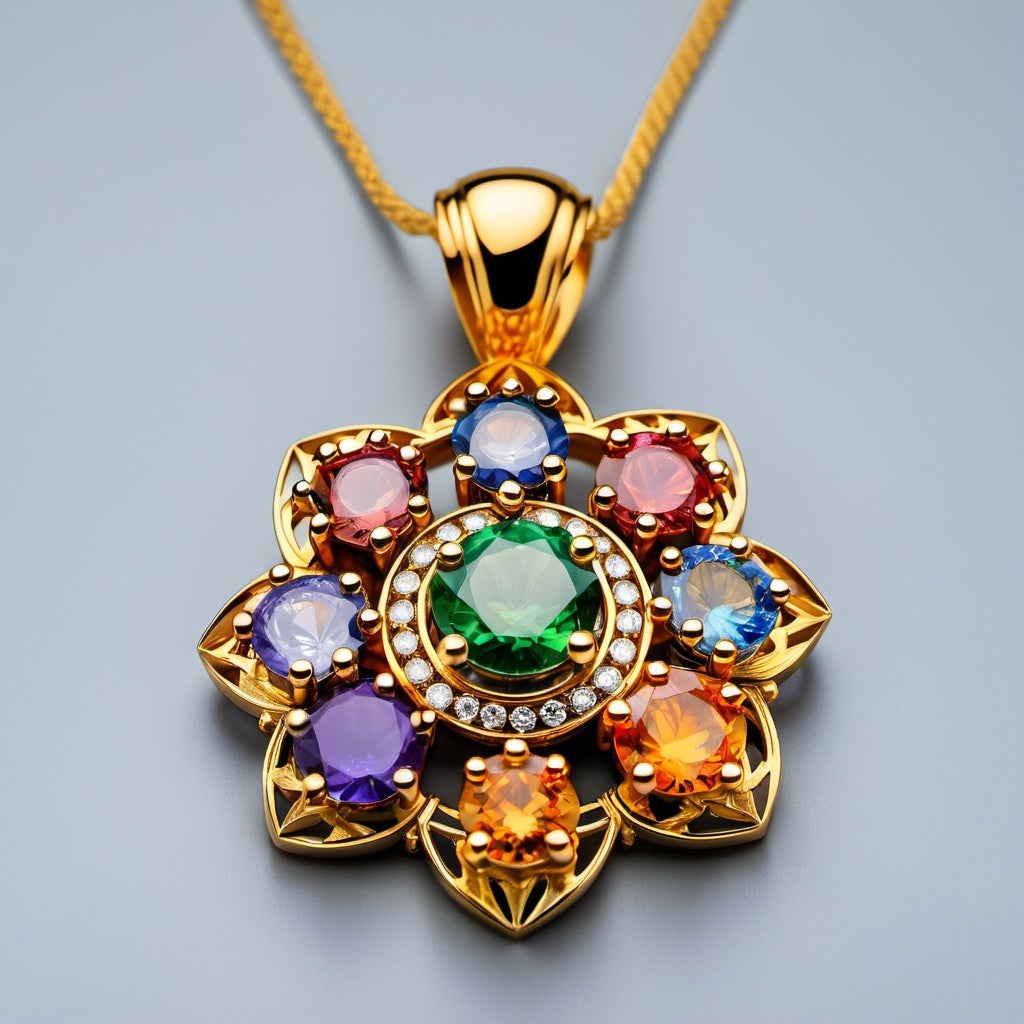 Special KVJ Design Gold Gemstone Necklace