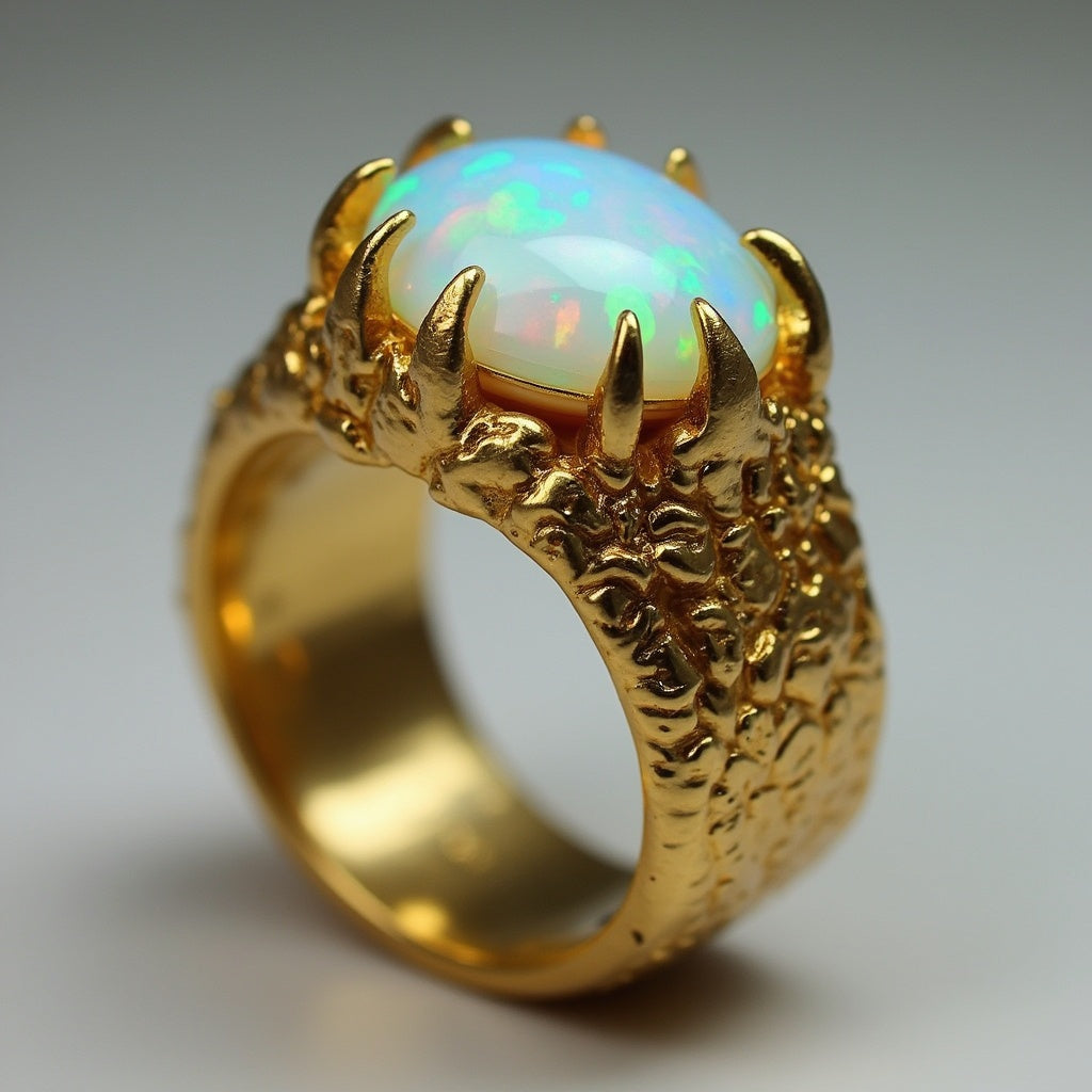 Special KVJ Design Gold Opal Ring