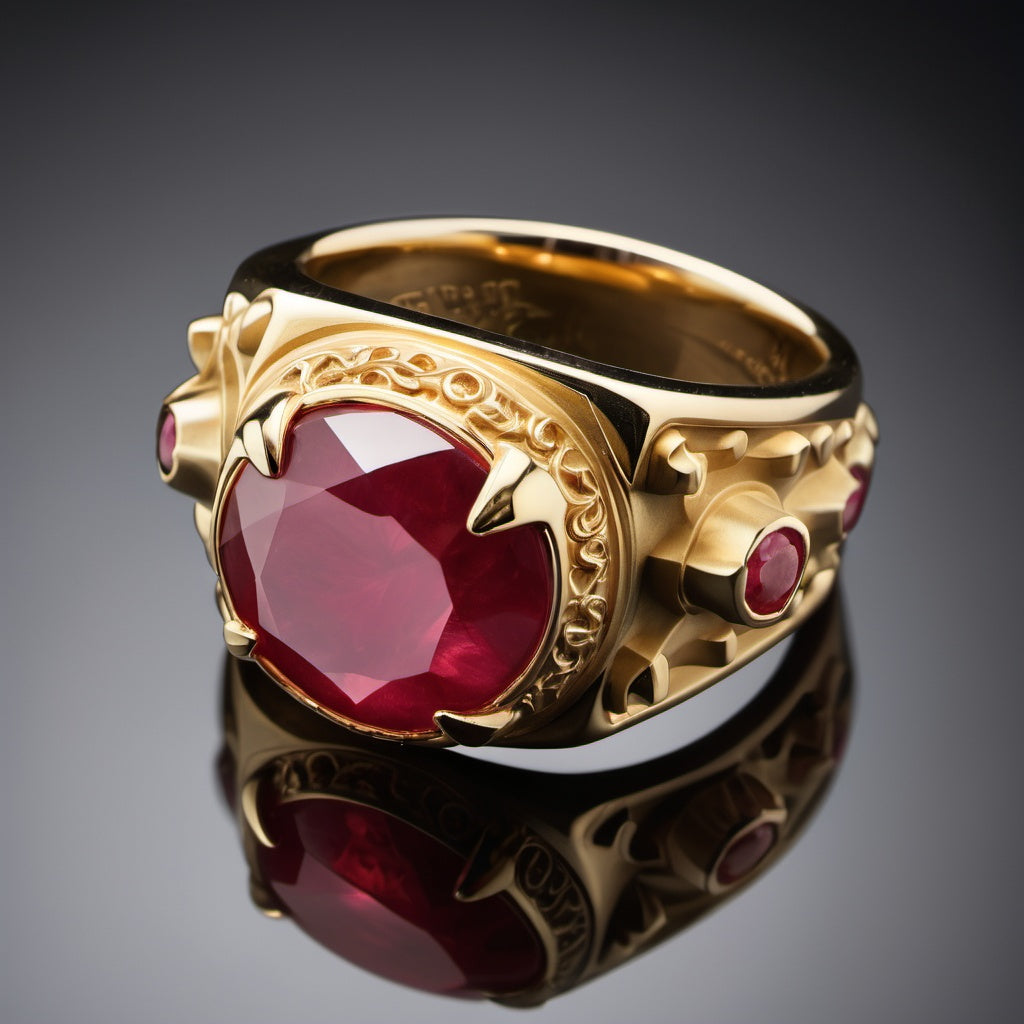 Special KVJ Design Gold Ruby Ring