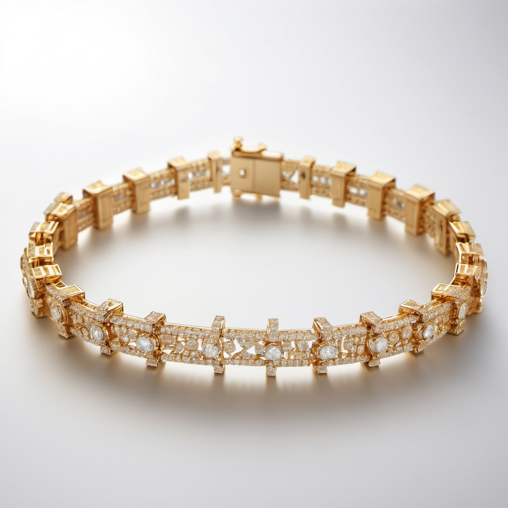 Special KVJ Design Gold Diamond Bracelet