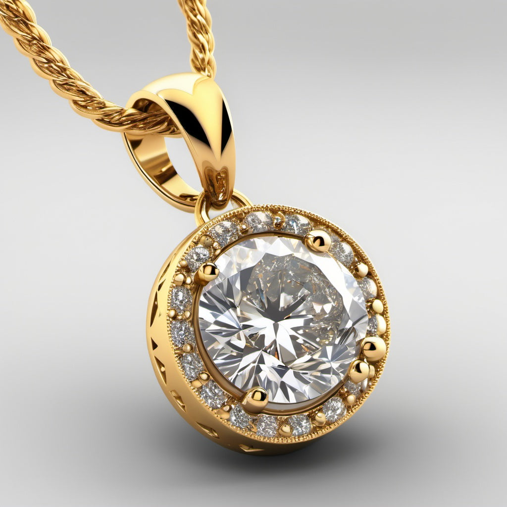 Special KVJ Design Gold Diamond Necklace