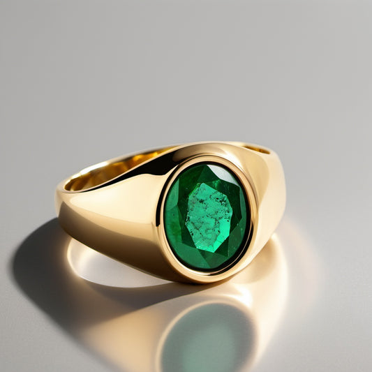 Special KVJ Design Gold Emerald Ring