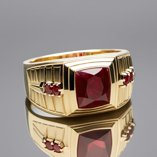 Special KVJ Design Gold Ruby Ring