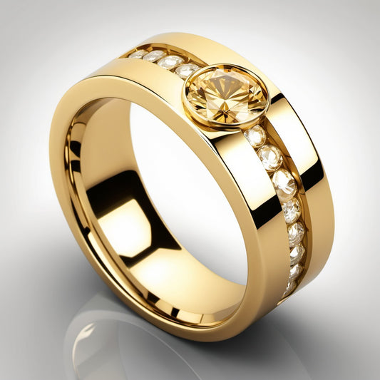 Special KVJ Design Men's Diamond Gold Wedding Band