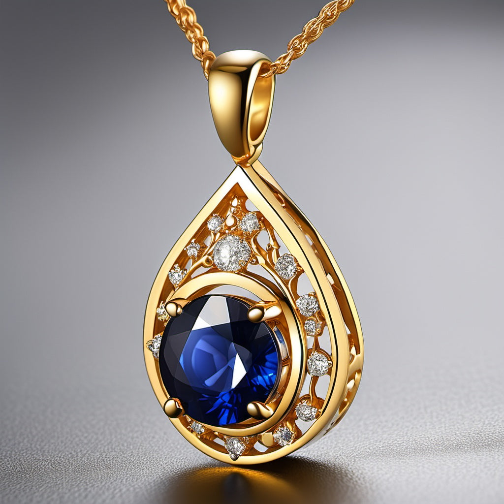 Special KVJ Design Gold Diamond Sapphire Necklace