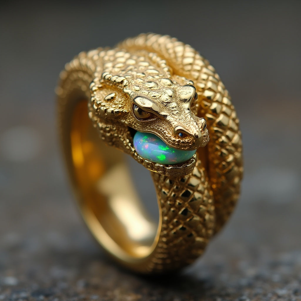 Special KVJ Design Gold Opal Ring