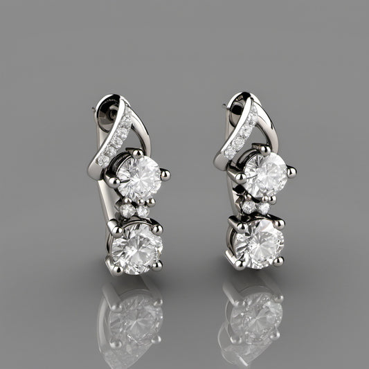 Special KVJ Design Gold Diamond Earrings