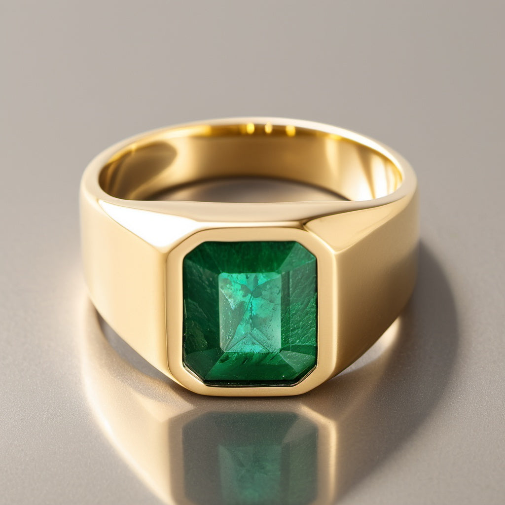 Special KVJ Design Gold Emerald Ring