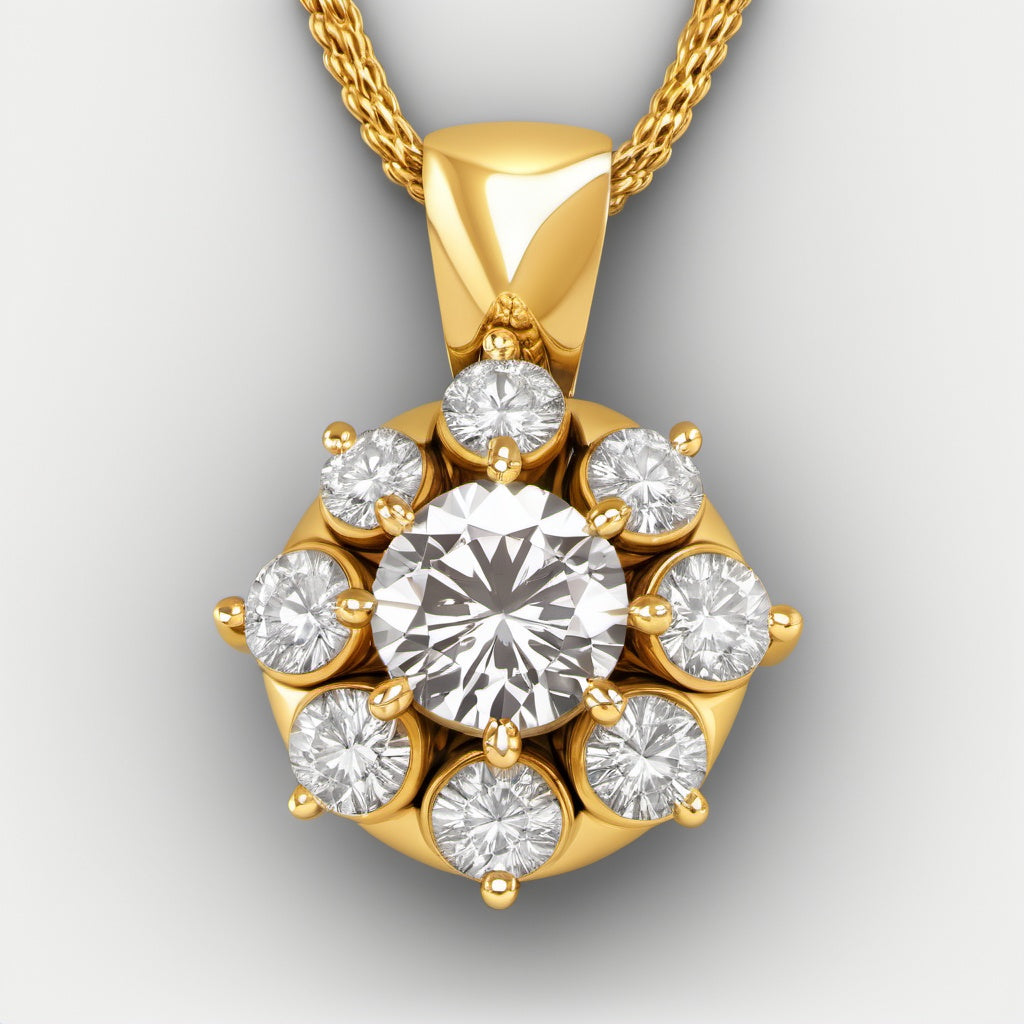 Special KVJ Design Gold Diamond Necklace