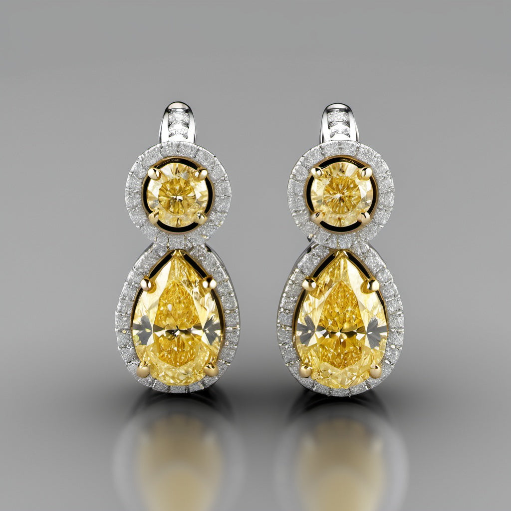 Special KVJ Design Gold Diamond Earrings